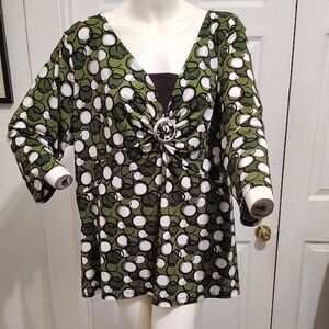 Green Patterned Women's Top